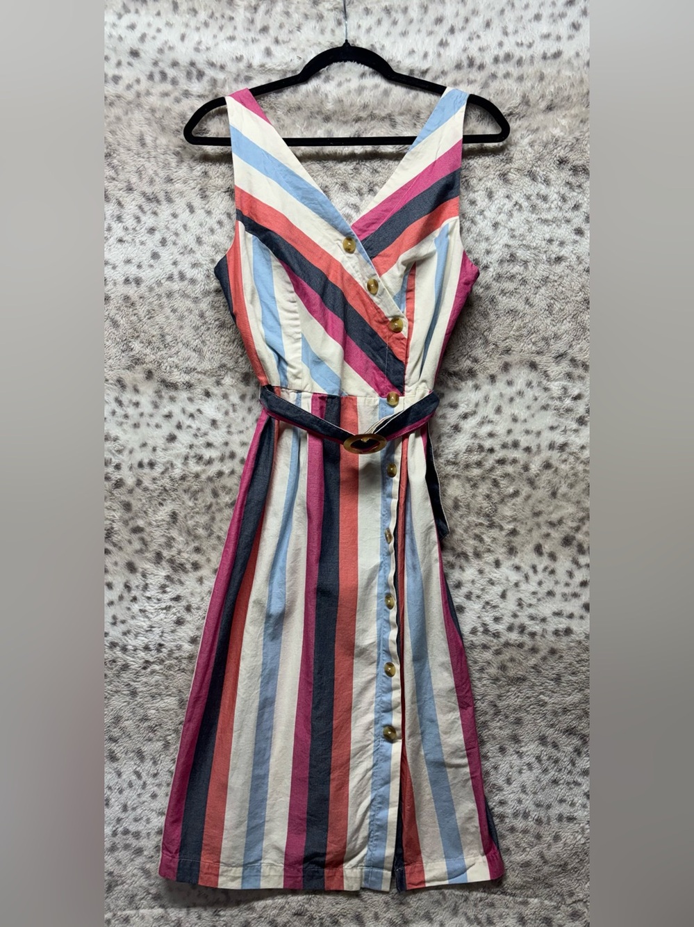 TIME AND TRU STRIPED COTTON BELTED DRESS